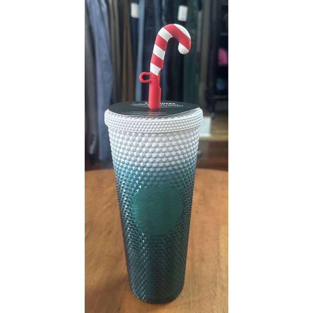 Disney Starbucks Disneyland Holiday Tumbler w/Candy Cane Straw Topper